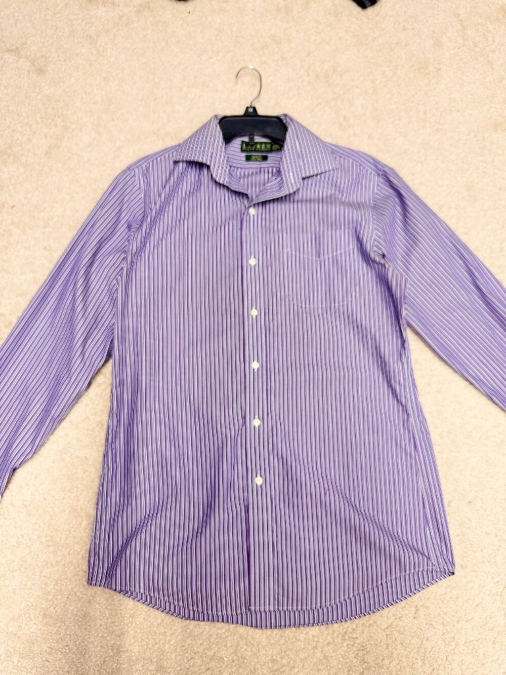 Ralph Lauren Men's Purple Striped Dress Shirt Size M Very Good